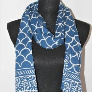 Versatile Indigo Scales India Print Fabric, Cotton, 22 X 67 Inches